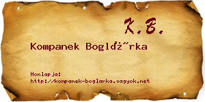 Kompanek Boglárka névjegykártya